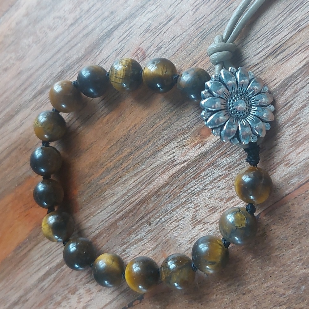 Tigerseye, Gemstone, Leather Bracelet Handcrafted by Rust Belt Raised